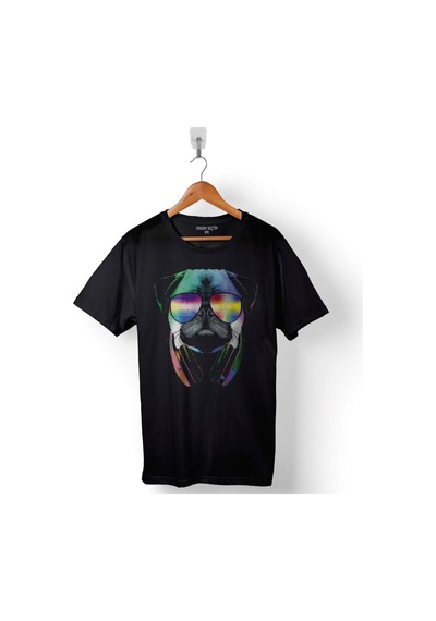 Dj Pug Dog Chubby Köpek Baskılı Tişört Unisex T-shirt 001