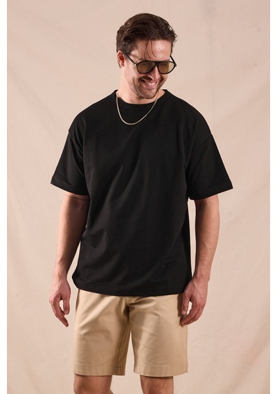 Tonny Black Rahat Kalıp Oversize Kesim T-shirt Erkek Siyah T-shirt Tbtshrt020