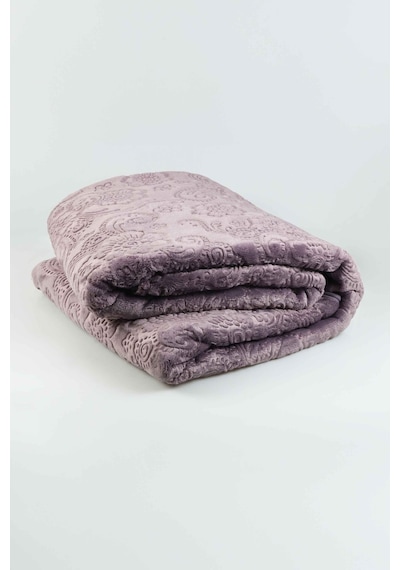 Merinos Elegans Çift Kişilik Battaniye Çiçek Desen Battaniye Mor