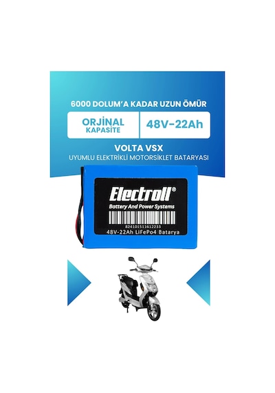 Volta Vsx Uyumlu Batarya Standart Kapasite Lifepo4 48v 22ah Elektrikli Motorsiklet Bataryası