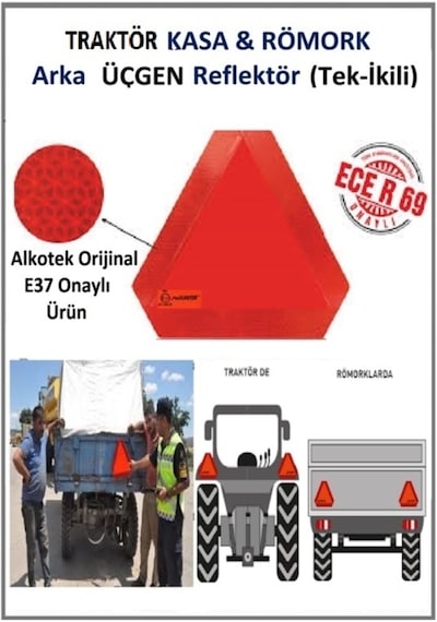 Traktör-Römork Üçgen Reflektör E-37 Onaylı Alkotek Ecer6