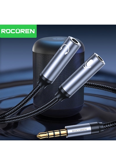 Rocoren Hi-fi Trrs Mikrofon Ve Kulaklık Birleştirici 3.5mm Y Jack Kablo