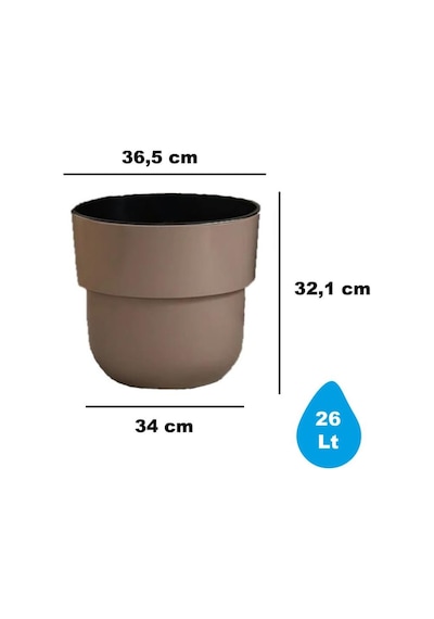 So-kup5 Kuple Plastik İç Kovalı Saksı Takımı No:5 26 Lt Mocha 3 Adet