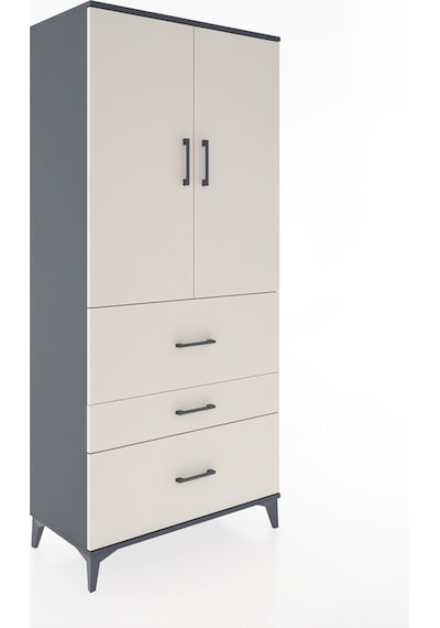 Hyperion Dolap Tek Raflı 3 Çekmeceli Tek Askılı 88x44x195 Antrasit-aytaşı Antrasit Hyperion Dolap Tek Raflı 3 Çekmeceli Tek Askılı 88x44x195 Antrasit-aytaşı Antrasit