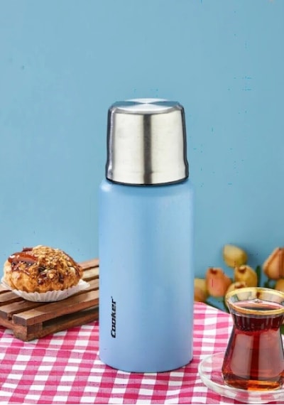 1 Litre Çift Katlı Çelik Termos-24 Saat Sıcak, 48 Saat Soğuk, Kamp, Piknik, Ofis, Seyahat Turkuaz