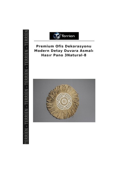 Premium Ofis Dekorasyonu Modern Detay Duvara Asmalı Hasır Pano 3natural-8 Çok Renkli