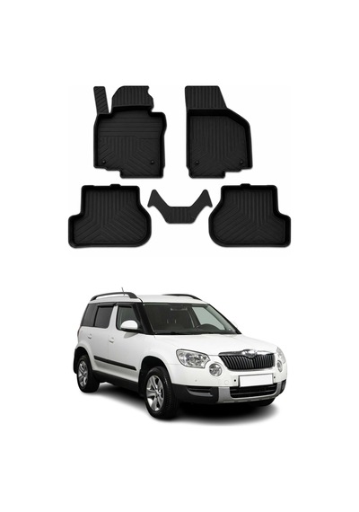 Skoda Yeti 2009-2017 Uyumlu 4d Havuzlu Paspas Kauçuk Siyah 5 Parça
