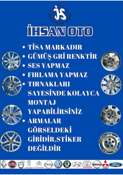 ✔ Renault Fluence,Clio Iv 15" Jant Kapağı Takımı (4 Adet) R025