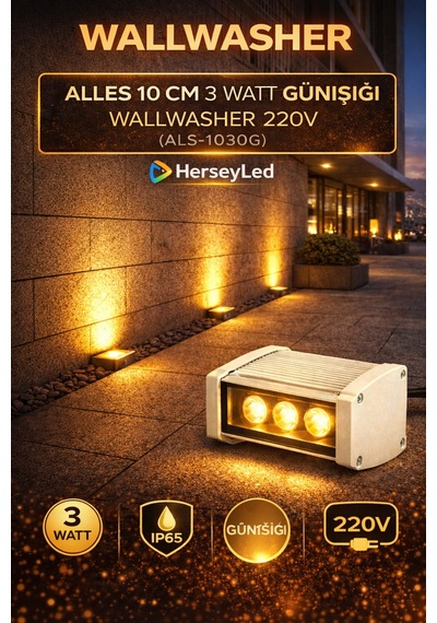 Alles 10 Cm 3 Watt Günışığı Wallwasher 220v Gün ışığı