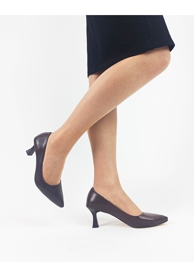 GDT Ayakkabı Kahve Renk Cilt Alçak Kadeh Topuk Kadın Stiletto Kahve Kahverengi