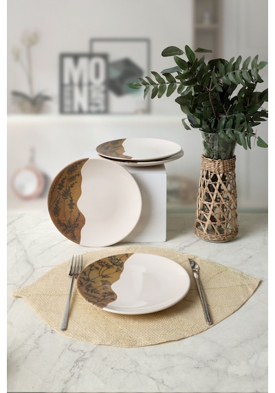 Keramika Terra Leaf Ege Pasta Tabağı 20 Cm 4 Adet 22878-79 Çok Renkli