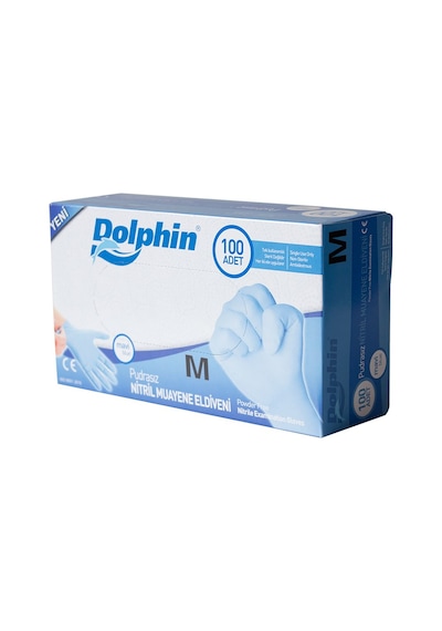 Dolphin Pudrasız Nitril Eldiven Mavi M 100'lü