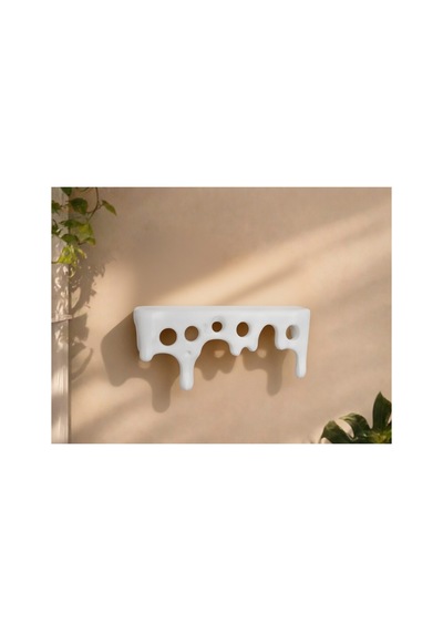 Pla Organik Peynir Desenli Beyaz Duvar Rafı 21x9x8 Cm Dekoratif Akıllı Raf Beyaz Beyaz