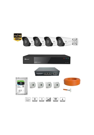 Unıvıew 2 Mp Ip Kamera 4 Kameralı Full Hd Set