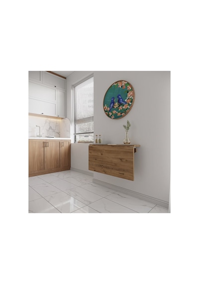 60x45 Cm 1. Sınıf Açılır Kapanır Duvara Monte Raf Masa - Mutfak Masası Atlantik Çam