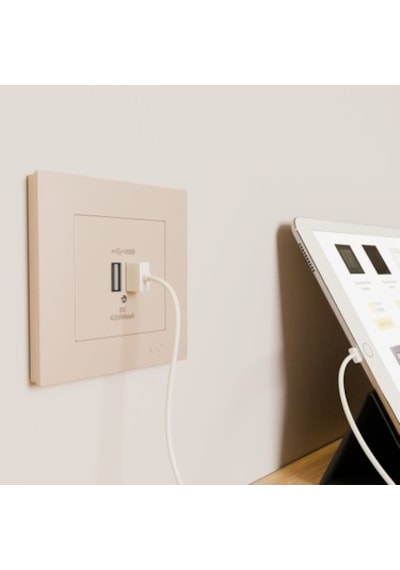 Metalik Bej 2 Usb Çıkışlı 5v Şarj Prizi İle Modern Çözüm