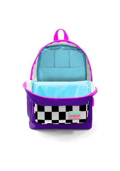 Coral High Kids Mor Dama Desenli Usb Şarjlı Kulaklık Çıkışlı Okul Çantası