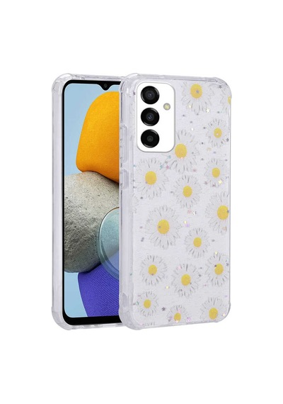 Zore Galaxy M23 Kılıf Simli Desenli Kamera Korumalı Parlak Nvth Popy Kapak - Papatya