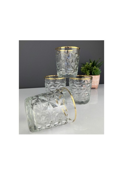 6'lı Kristal Meşrubat Bardağı 300 Ml Altın