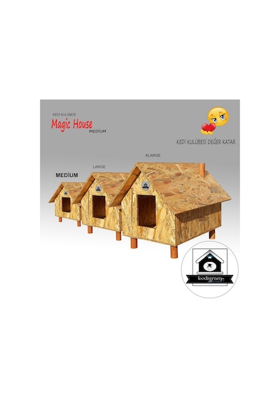Kedigram Kedi Kulübesi Kedi Evi Magichouse Medium Dış Mekan Su Geçirmez