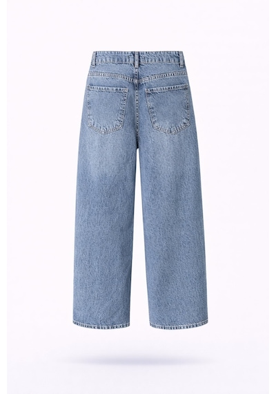 5in1Canpolat Mavi Kemerli Tensel Denim Pantolon 0030
