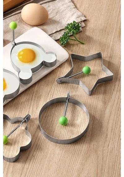 Metalik Daire Şeklinde Omlet Yumurta Ve Krep Kalıbı Çok Renkli