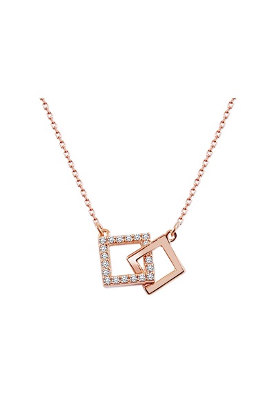 Kuyumcudukkani "sen Ve Ben"kare Figürlü Kolye-37136-r-w Rose Gold