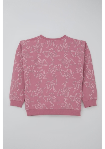 Breeze Kız Çocuk Eşofman Takımı Kurdele Desenli Bel Kısmı Lastikli 9-14 Yaş, Pembe Pembe