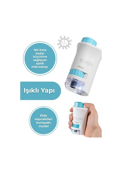 Temel Taşınabilir Standlı Çocuk Mikroskobu 40x 160x, Stem Eğitim Mikroskobu