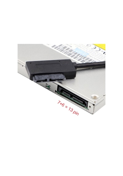 Usb 3.0 Slimline Sata Notebook Cd/dvd Rom Optik Sürücü Kablosu 7+6 13 Pimli