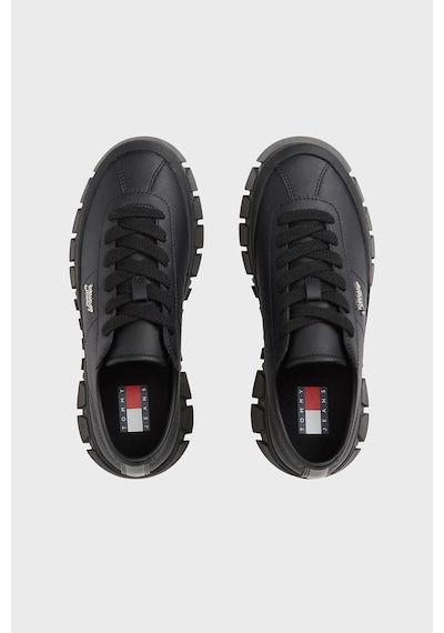 Tommy Jeans Hakiki Deri Sneaker Ayakkabı Kadın Ayakkabı En0en03165 Bds Siyah