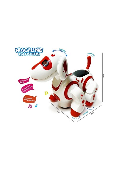 Pilli Işıklı Müzikli Robot Köpek 8203 - Kırmızı