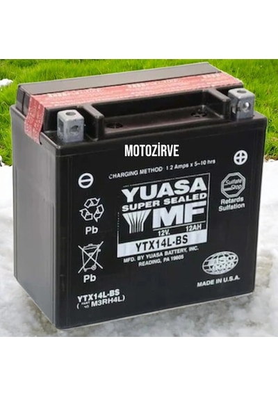 Yuasa Ytx14l-bs Cp 12v 12 Amper 200 Cca Bakım Gerektirmeyen Motosiklet Aküsü, Ytx14lbs