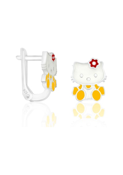 Gümüş Çocuk Küpe Kedi Motifli Sarı Mineli Klipsli Küpe 925 Ayar St102 Sarı