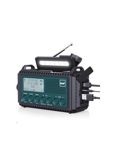 Rocam Dab/dab+/fm 5000 Mah Güneş Enerjili Dijital Acil Durum Radyosu Alarm Saatli Radyolar Mavi