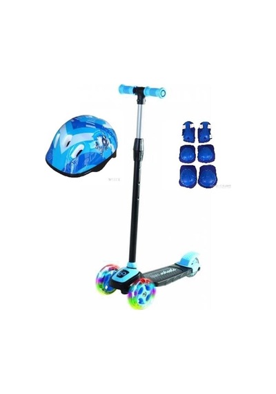 Unisex Çocuk Mavi Led Işıklı 3 Tekerlekli Twist Scooter Full Set Maviii