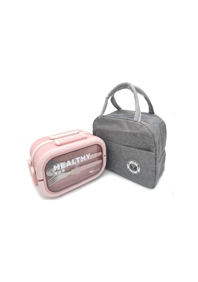 Valkyrie 304 Çelik Bölmeli Lunch Box Seti Termal Çantalı, Bölmeli, Çatal Kaşıklı, Sızdırmaz Yemek Kabı Pembe Pembe