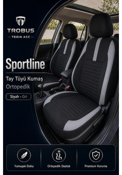 Fiat Doblo 2010-2024 Uyumlu Sportline Serisi Siyah Gri Oto Koltuk Kılıfı