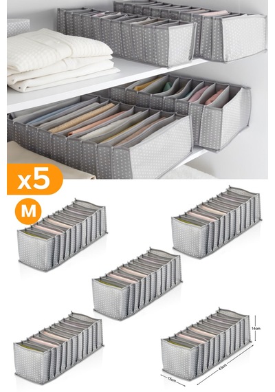 Serstil 5 Adet - 11 Gözlü Gri Benekli Çekmece İçi Düzenleyici Organizer Medium Diğer