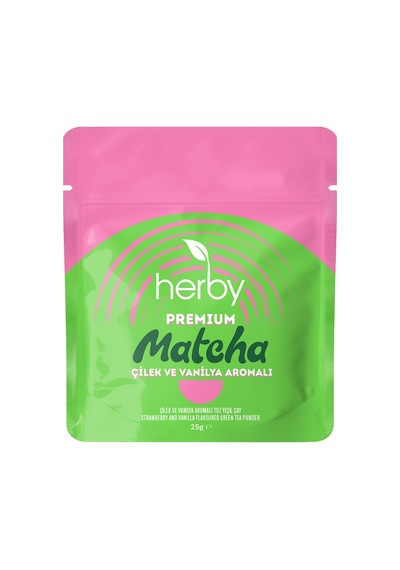 Herby Premium Matcha Çilek Ve Vanilya Aromalı 25 G - 8 Adet Tarı