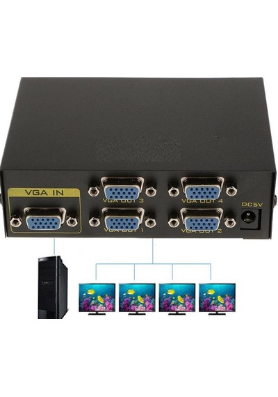 4873 4 Port Vga Splitter Switch Çoklayıcı Çoğaltıcı Çoklu Ekran