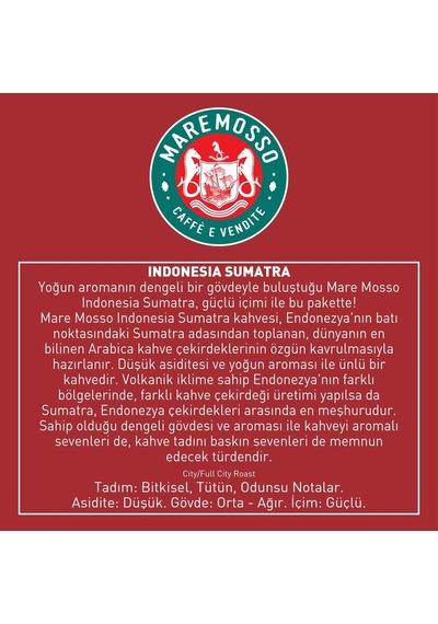 Indonesia Sumatra Çekirdek Filtre Kahve 250 Gr. Espresso Öğütülmüş Diğer