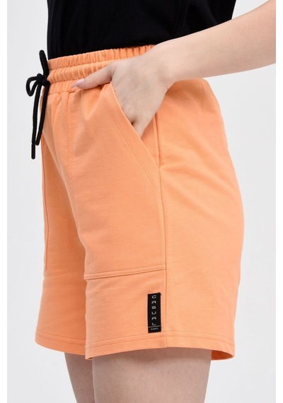 Defys Kadın Beli Lastikli Cepli Etiket Detaylı Regular Fit Şort Oranj - 527882928 Oranj