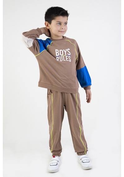 Harika Kids Erkek Çocuk Boys Rules Baskılı Örme Basic Eşofman Takımı 001