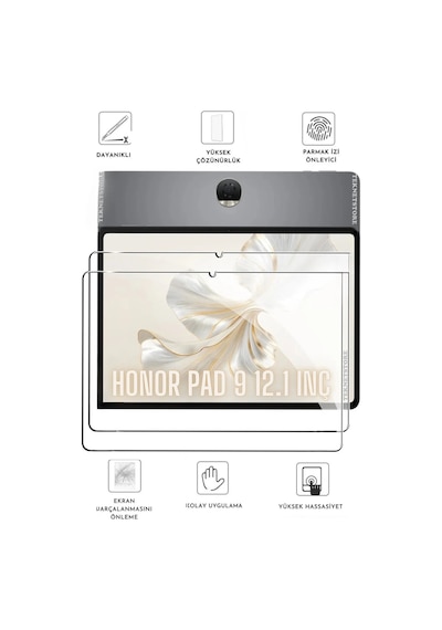 Honor Pad 9 12.1 İnç Uyumlu Kalem Bölmeli Standlı Silikon Kılıf + Ekran Koruyucu + Kalem 3'lü Set Mürdüm
