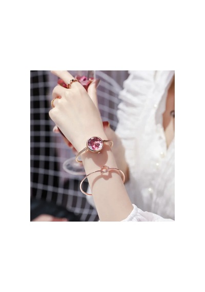 Kırmızı Luna Vintage Retro Metal Ince Bileklik Kol Saati Pembe