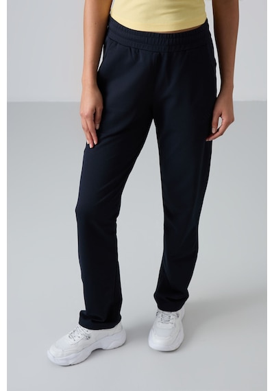 Tommy Life Lacivert Gizli Fermuar Cepli Rahat Form Klasik Paça Kadın Eşofman Alt - 94148 Lacivert