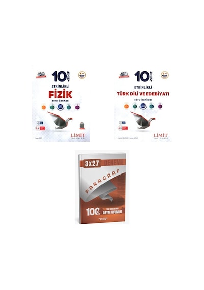 2027 Limit 10. Sınıf Etkinlikli Maarif Fizik + Edebiyat Türk Dili Ve Edebiyatı Soru + Ankapade 3'lü Set