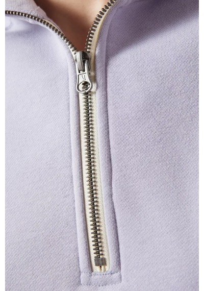 Vuori Restore Yarım Fermuarlı Kapüşonlu Sweatshirt, Organik Fransız Havlu, Rahat & Lüks Mor