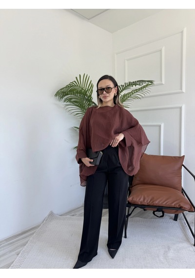 Keymoda Kadın Pileli Palazzo Pantolon Siyah